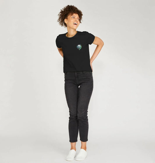Women's panda design crew neck organic cotton t-shirt - Premium Eco Chic Printed T-shirt from Eco Threadz - Just £20! Shop now at Eco Threadz