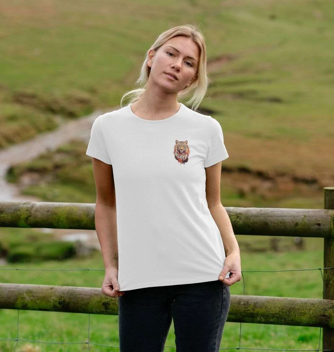Women's leopard design crew neck organic cotton t-shirt - Premium Eco Chic Printed T-shirt from Eco Threadz - Just £20! Shop now at Eco Threadz