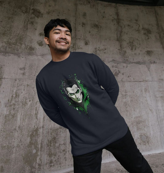 Men's Dracula Design Organic Cotton Sweater - Premium Eco Chic Printed Sweater from Eco Threadz - Just £35! Shop now at Eco Threadz