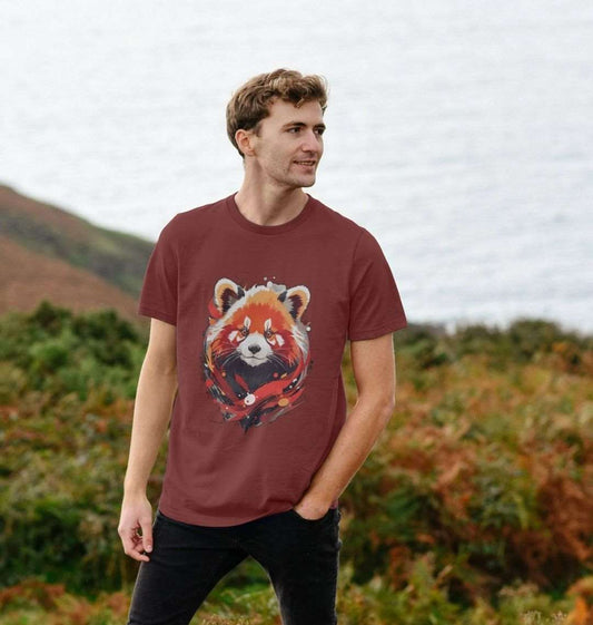 Men's red panda design organic cotton t-shirt - Premium Eco Chic Printed T-shirt from Eco Threadz - Just £20! Shop now at Eco Threadz