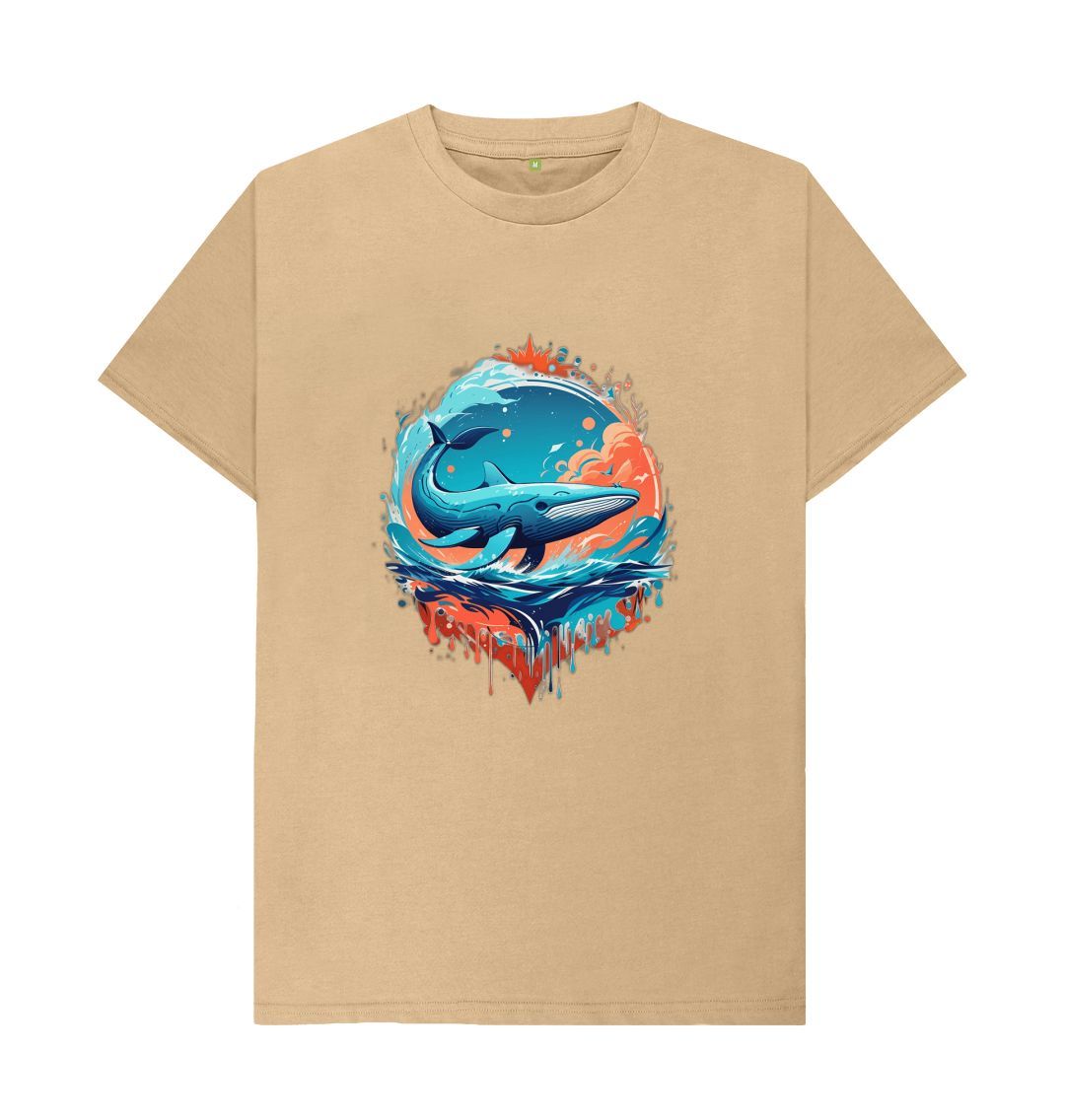 Men's blue whale design organic cotton t-shirt - Premium Eco Chic Printed T-shirt from Eco Threadz - Just £20! Shop now at Eco Threadz