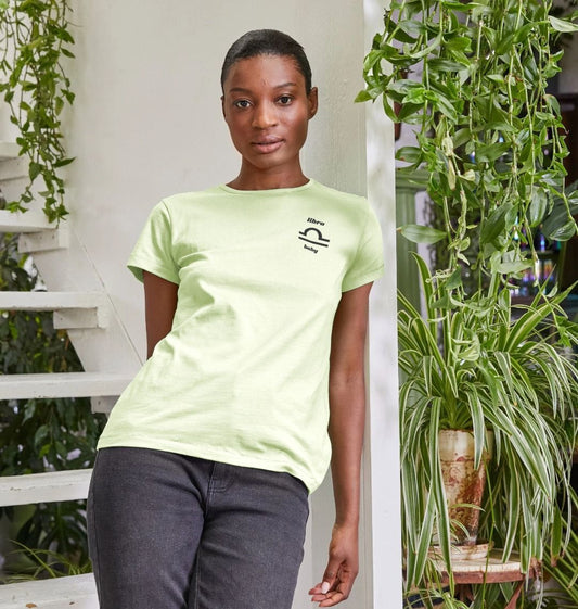 Women's libra design crew neck organic cotton t-shirt - Premium Eco Chic Printed T-shirt from Eco Threadz - Just £19! Shop now at Eco Threadz