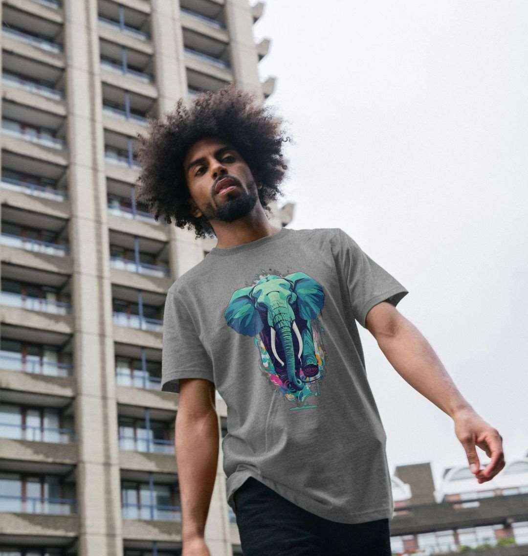 Men's elephant design organic cotton t-shirt - Premium Eco Chic Printed T-shirt from Eco Threadz - Just £20! Shop now at Eco Threadz