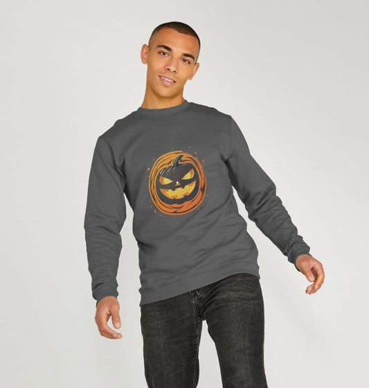 Men's Pumpkin Design Organic Cotton Sweater - Premium Eco Chic Printed Sweater from Eco Threadz - Just £35! Shop now at Eco Threadz
